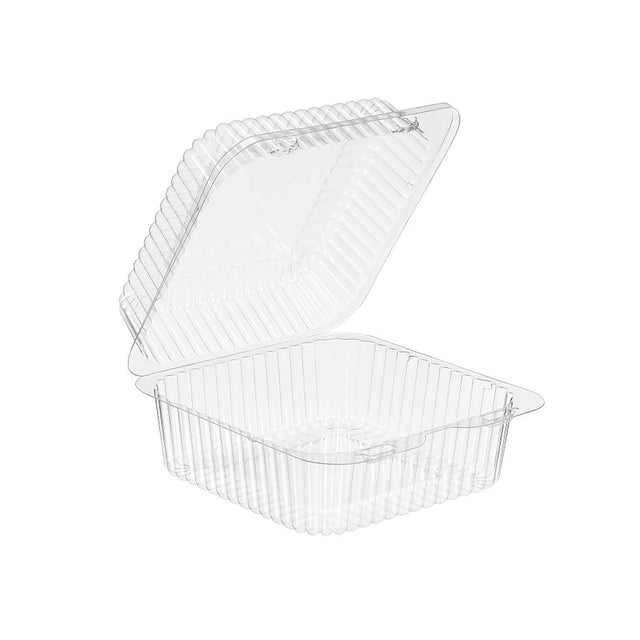 47 oz. Square Plastic Hinged Food Container - Case of 500 - #SLP25 Wholesale Foil Pans