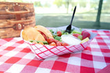 5 lb compostable food tray with filled with food truck food