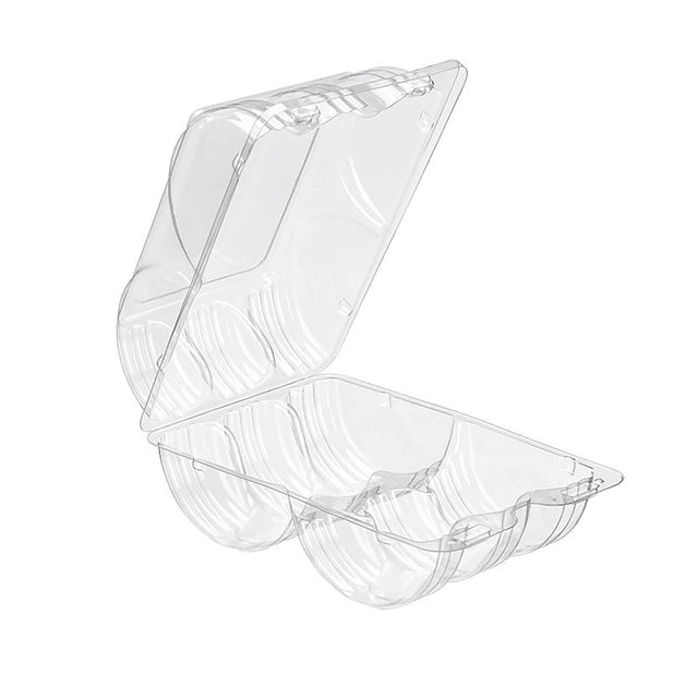 50 oz. Rectangular 6-Compartment Donut Clamshell Container - Case of 192 - #SLP206A Inline Plastics