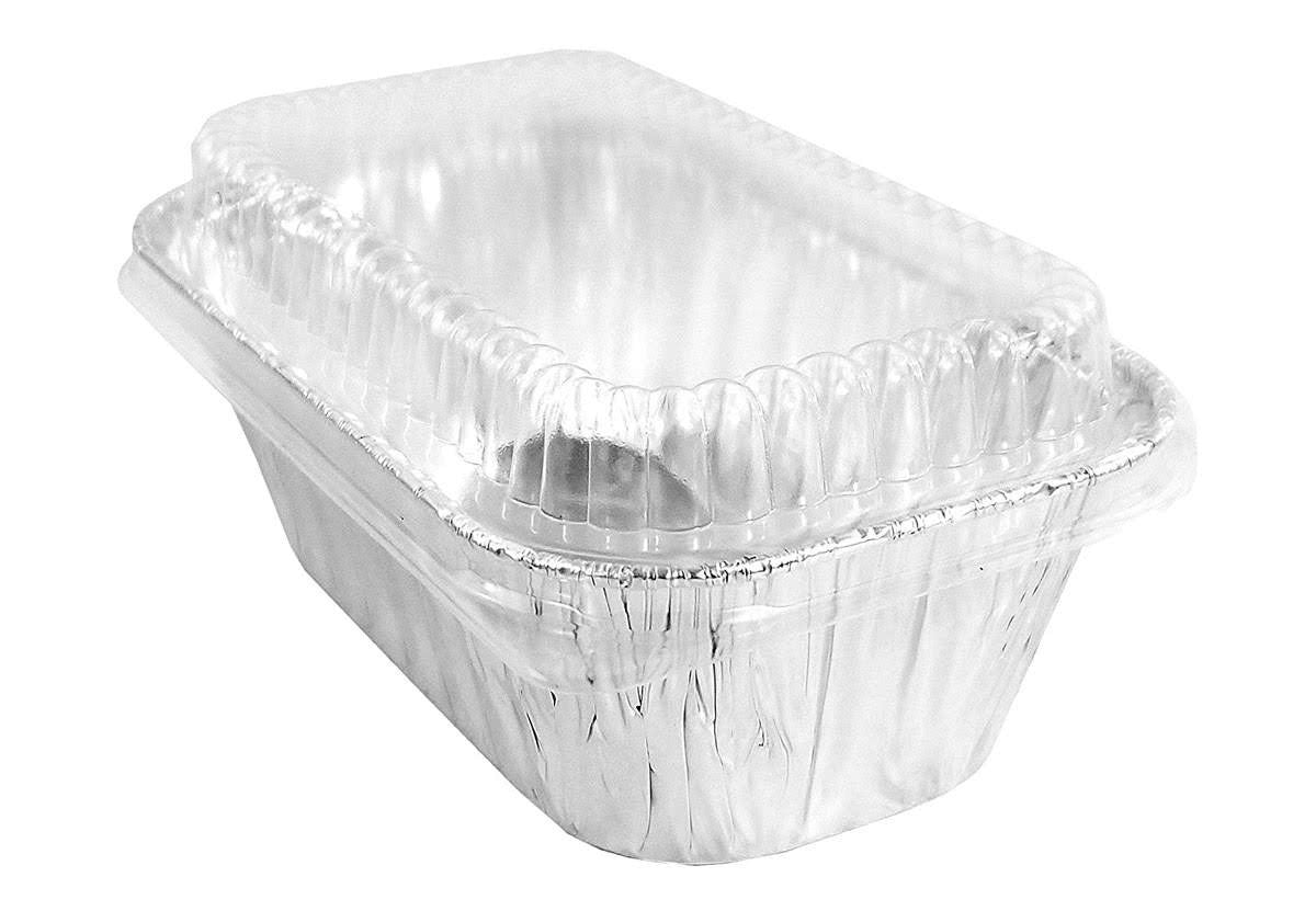 D & W Fine Pack 1 lb.  Aluminum Mini Loaf Pan with Dome lid Combo - Case of 500 - #15430P