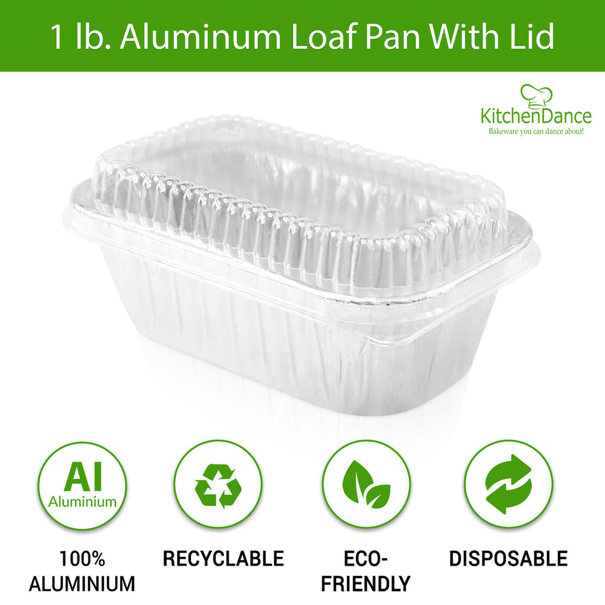 Molde para pan pequeño de aluminio desechable de 1 lb con tapa de plástico - Caja de 200 - N.º 5000P