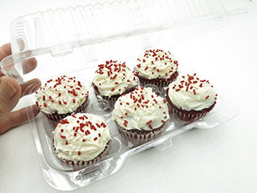 6 Count Plastic Cupcake Container with Dome Lid - Case of 300 - #CPC46