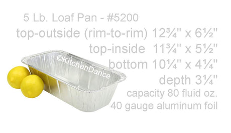 Disposable Foil 5 lb. Loaf Pan or ⅓ Size Steam Table - Case of 100- #5200