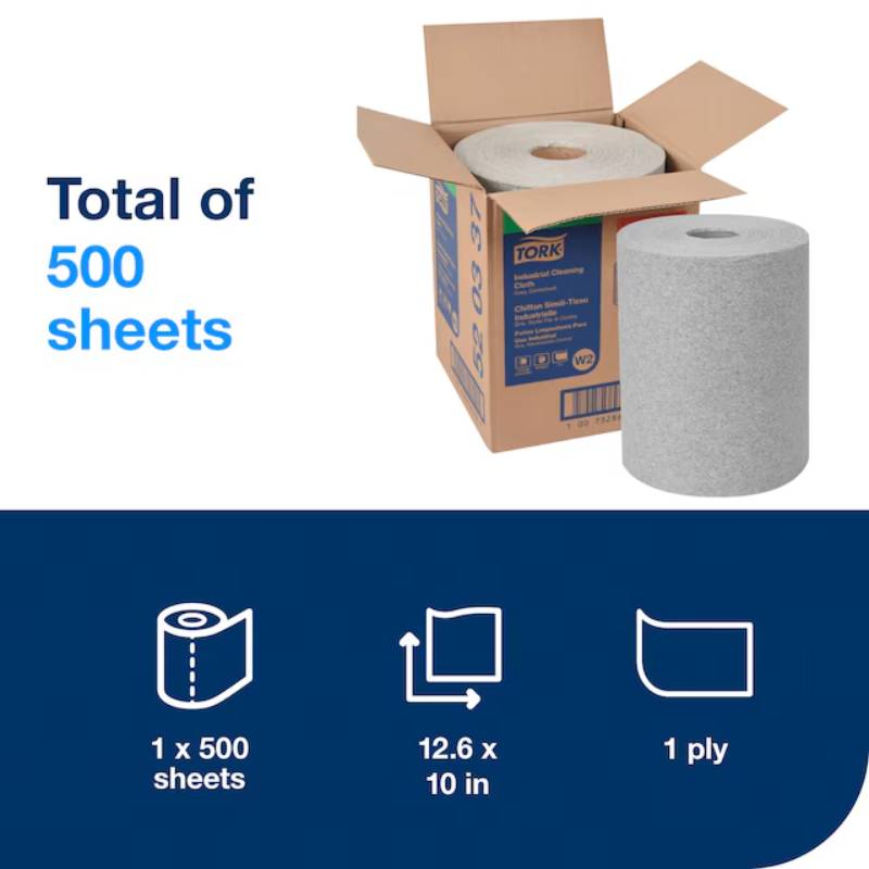 Tork Industrial 1-Ply Grey  12.6 x 10 Cleaning Cloth Centerfeed - Case of 1 - #520337