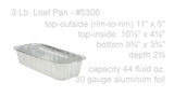 Molde de aluminio desechable para pan de 3 lb - Caja de 350 - N.º 5300NL