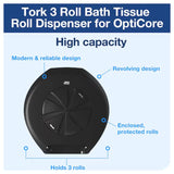 Tork OptiCore® 3-Roll Black Toilet Paper Roll Dispenser - Case of 1 - #565828