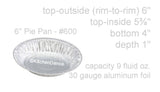 Molde para tarta desechable de aluminio estándar de 6" (caja de 500, n.° 600) 