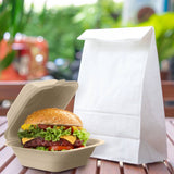 6" PFAS-Free Fiber Hinged Takeout Container, Natural - Case of 500 - #60FBRHT1
