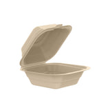 6" PFAS-Free Fiber Hinged Takeout Container, Natural - Case of 500 - #60FBRHT1