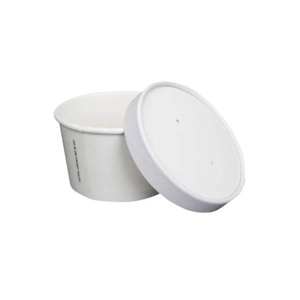 Prime Source 8 oz. White Paper Food Cup with Lid - Case of 250 -  #75000396
