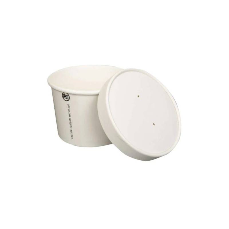 Prime Source 12 oz. White Paper Food Cup with Lid - Case of 250 - #75000397
