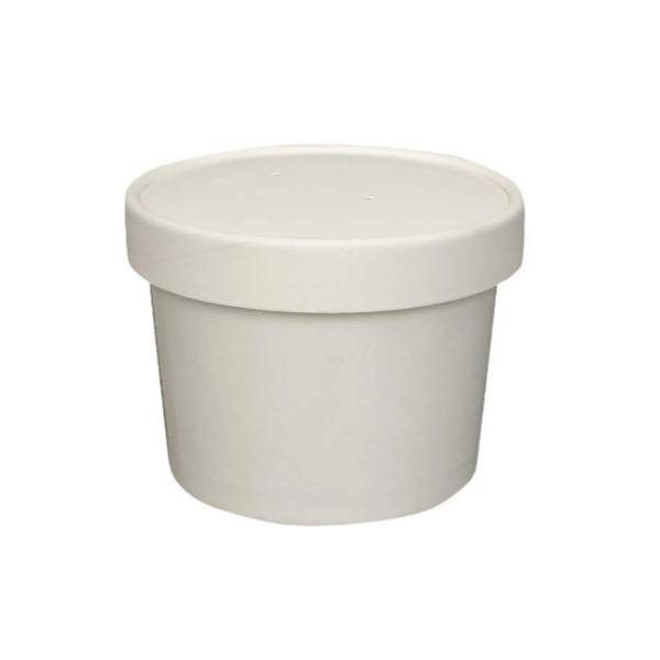 Prime Source 16 oz. White Paper Food Cup with Lid - Case of 250 - #75000398