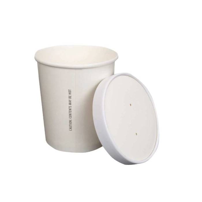 Prime Source 32 oz. White Paper Food Cup with Lid - Case of 250 - #75000399