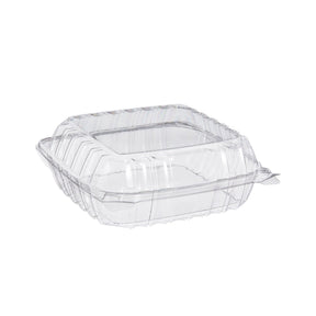 8" Medium Clear Hinged Plastic Container - Case of 250 - #PET90PST1 Dart Container
