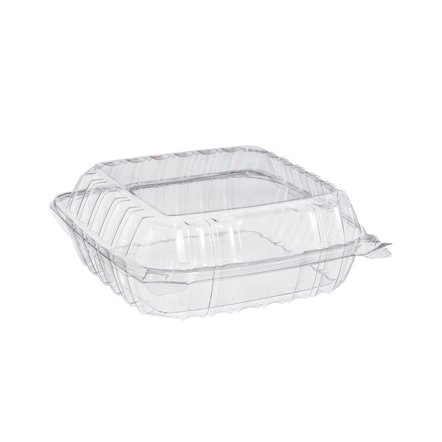 8" Medium Clear Hinged Plastic Container - Case of 250 - #PET90PST1 Dart Container