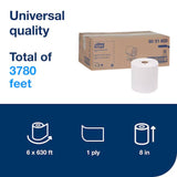 Tork 7.5" Universal White Hand Towel Roll - Case of 6 - #8031600