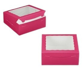 Cajas de panadería con ventana y lengüeta de bloqueo de colores, 10 x 10 x 4 - Caja de 100 - N.º 10104W