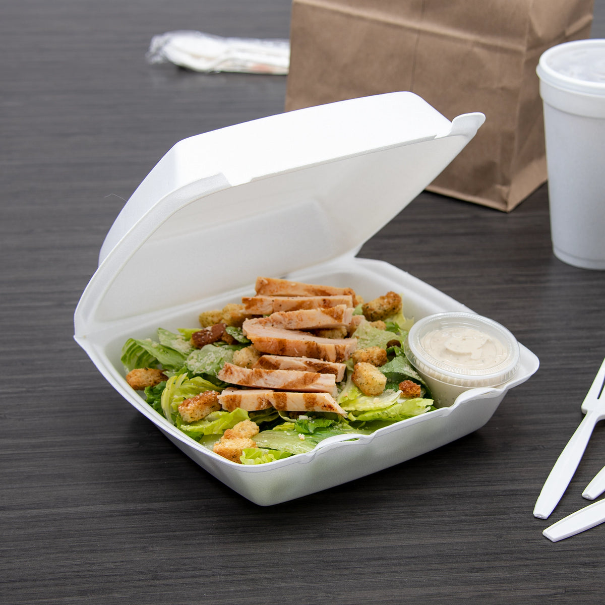 8.5" XPS White Foam Container with Removable Lid - Case of 200 - #85HT1R