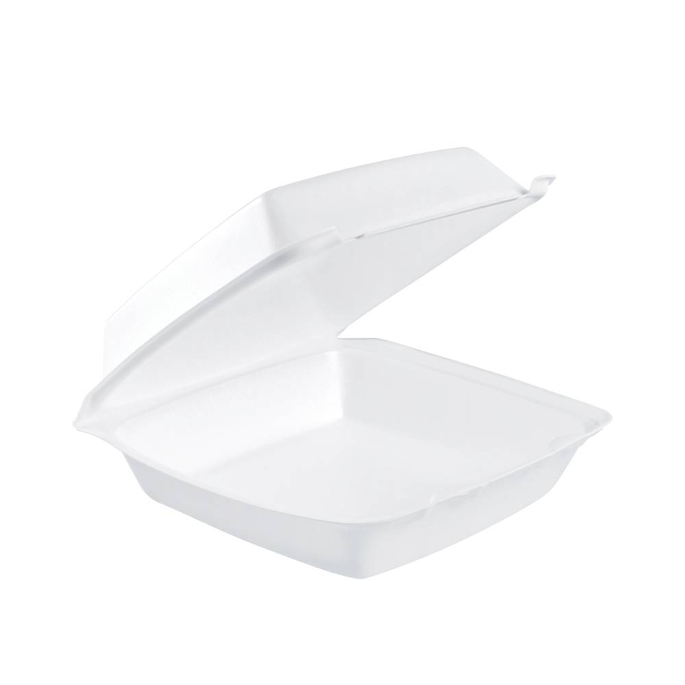 8.5" XPS White Foam Container with Removable Lid - Case of 200 - #85HT1R