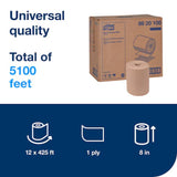 Tork 8" Universal Hand Towel Roll, Natural - Case of 12 - #8620100