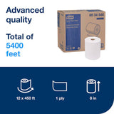 Tork 8 x 11 Advanced White 1-Ply Hand Towel Roll - Case of 12 - #8634550