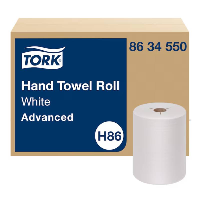 Tork 8 x 11 Advanced White 1-Ply Hand Towel Roll - Case of 12 - #8634550