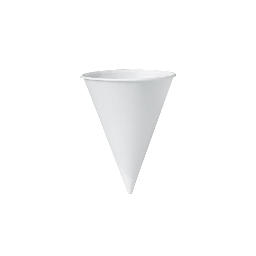 8 oz. White Treated Paper Cone Water Cup - Case of 2500 - #8RB-2050