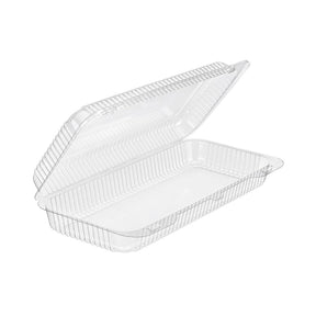13 x 6 Rectangular Plastic Hinged Bakery Container, 90 oz. - Case of 200 - #SLP90 Inline Plastics