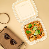 9" Entrée PP Plastic Hinged Clear Container with Vented Lid - Case of 150 - #90PPHT1