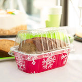 1 lb. Holiday Foil Loaf Pan with Dome Lid - Case of 100 - #9302X