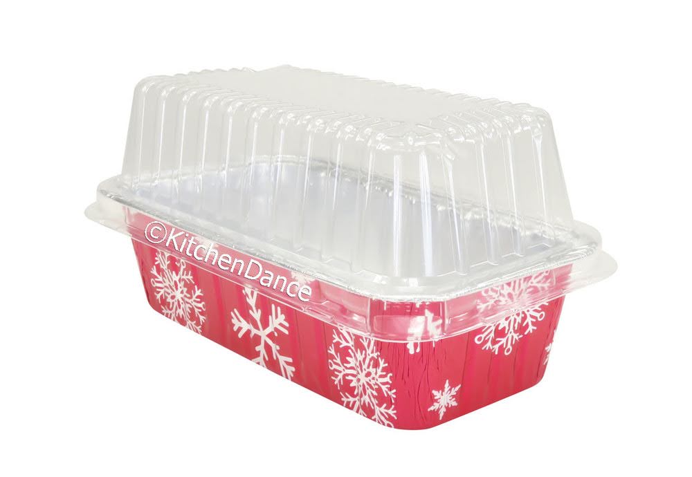 2 lb. Holiday Foil Loaf Pan with Plastic Lid - Case of 100 - #9401P