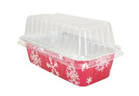2 lb. Holiday Foil Loaf Pan with Plastic Lid - Case of 100 - #9401P Durable Packaging