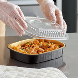 Large 64 oz. Black and Gold Foil Entrée Take Out Pan with Dome Lid - Case of 50 - #9553PT-50