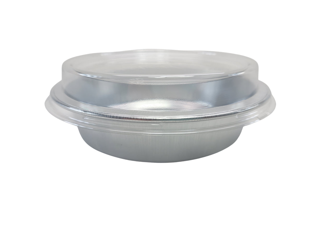 Handi-Stax 7" Round Gourmet To-Go Take Out Pans with Lids - Case of 50