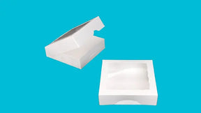 9" x 9" x 2 1/2" White Timesaver Box with Window - case of 100 BRP Box shop