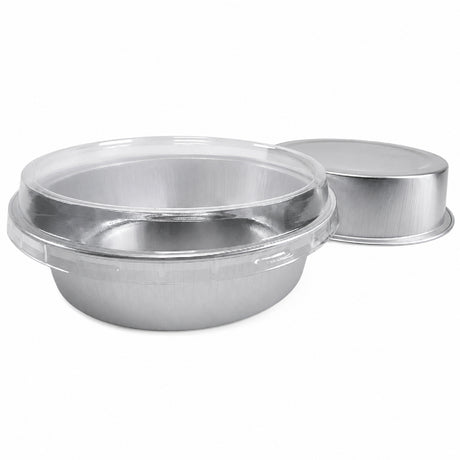 8 oz. Smoothwall Colored Disposable Foil Pan with Snap-on Plastic Lid - Case of 1000 - #A42P
