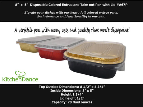 8" x 5" Colored Heavy Aluminum Entrée Pan with Lid - Case of 500 - #A67P KitchenDance
