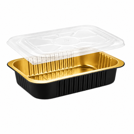 11" x  7" Colored Heavy Aluminum Entrée Pan with Snap on Dome Lid - Case of 200  #A71P