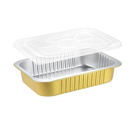 11" x  7" Colored Heavy Aluminum Entrée Pan with Snap on Dome Lid - Case of 200  #A71P