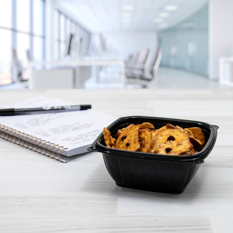 12 oz. Square Black PP Plastic Bowl - Case of 504 - #B12SB