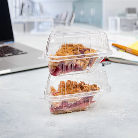 Disposable Plastic Hinged Pie Slice Container - Case of 250 - #C54 Dart
