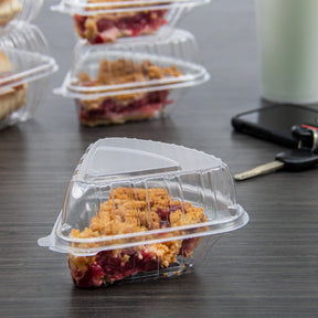 Disposable Plastic Hinged Pie Slice Container - Case of 250 - #C54 Dart