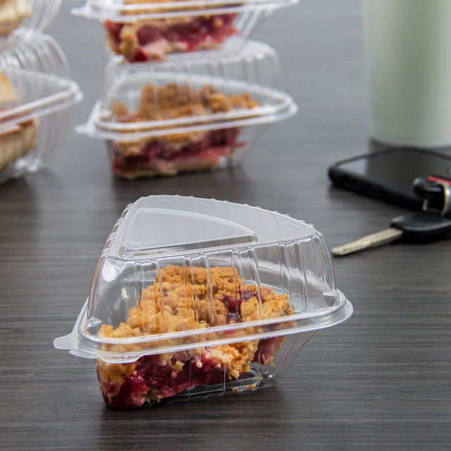 Disposable Plastic Hinged Pie Slice Container - Case of 250 - #C54 Dart