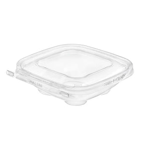 Safe-T-Chef 5x5 Tamper Evident & Tamper Resistant Microwaveable Flat Lid Clamshell Container, 12 oz. - Case of 264 - #C5512F Inline Plastics