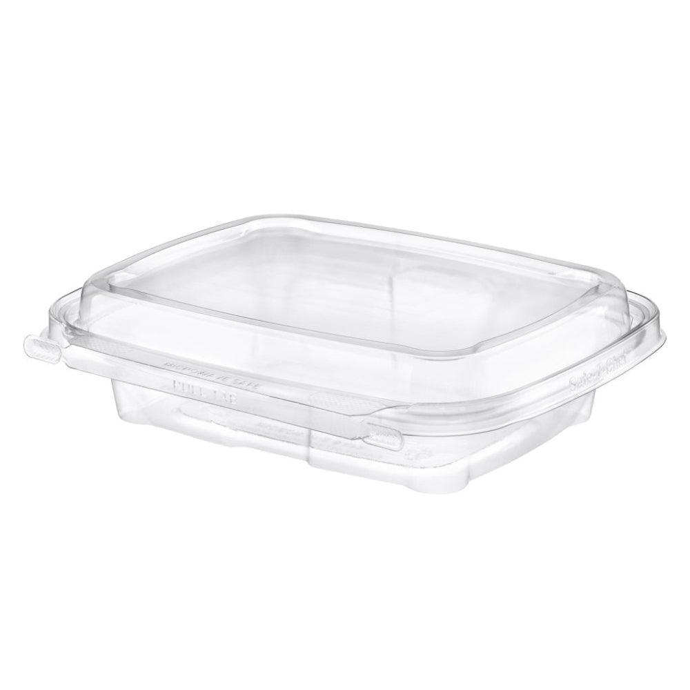 Safe-T-Chef 16 oz. Tamper Evident Microwavable Hinged Takeout Container with Dome Lid - Case of 126 - #C8616D