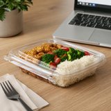 Safe-T-Chef 16 oz. Tamper Evident Microwavable Hinged Takeout Container with Flat Lid - Case of 126 - #C8616F
