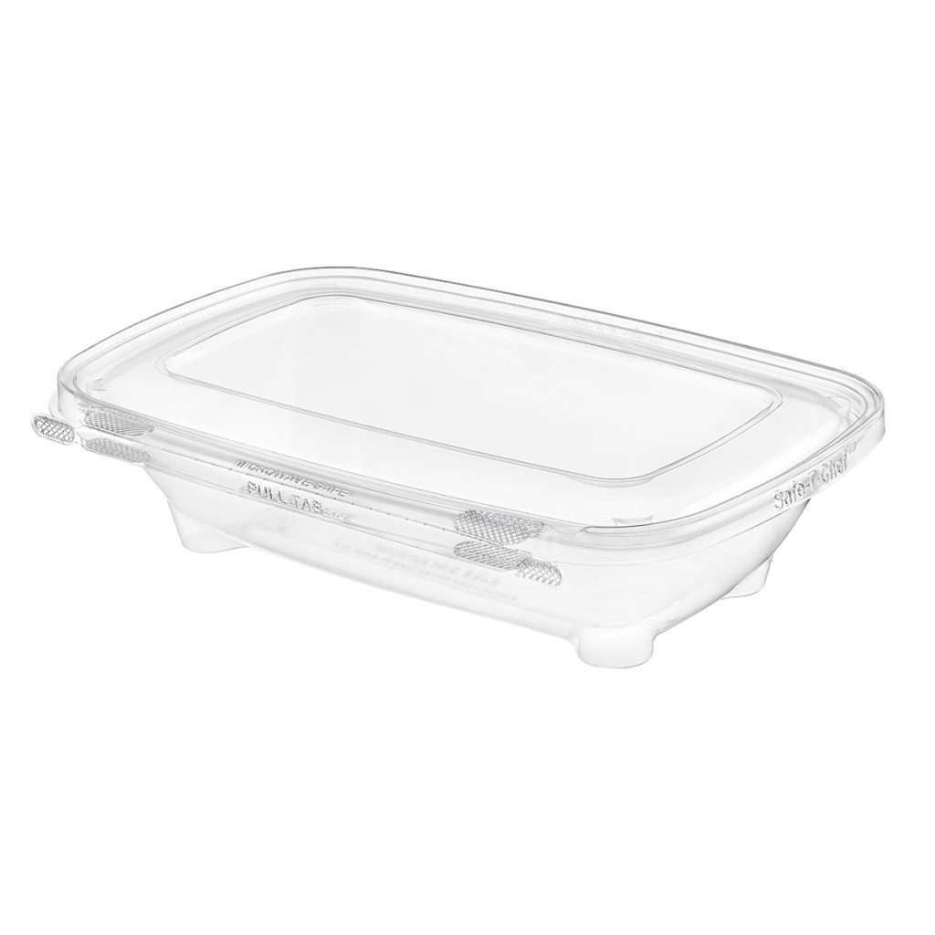 Safe-T-Chef 9 x 6 Tamper Evident & Tamper Resistant Microwaveable Flat Lid Clamshell, 35 oz. - Case of 128 - #C9635F