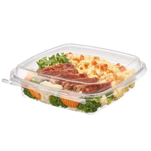 Safe-T-Chef 44 oz. Tamper Evident & Tamper Resistant Microwavable Clamshell Container - Case of 84 Inline Plastics