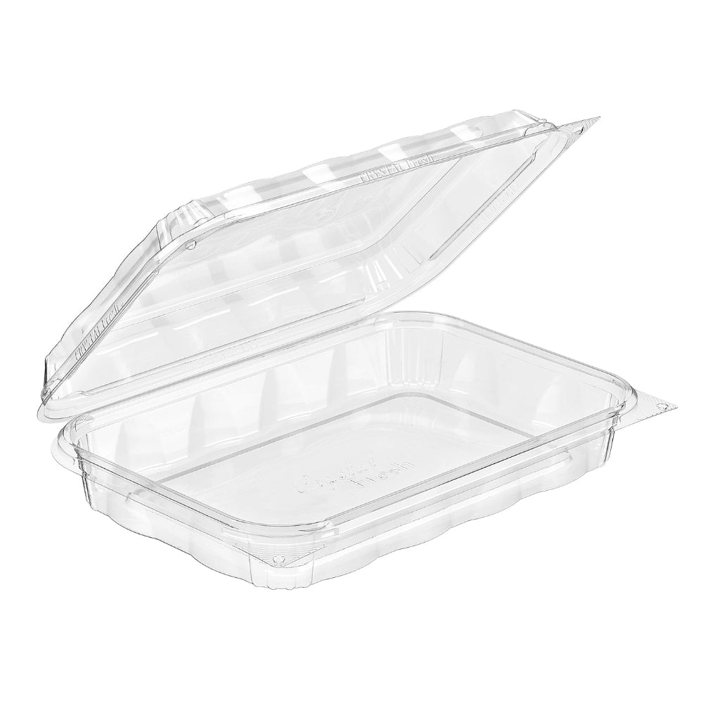 CrystalFresh 9 x 6 Rectangular No Rib Design Hinged Bakery Container - Case of 140 - #CF6030