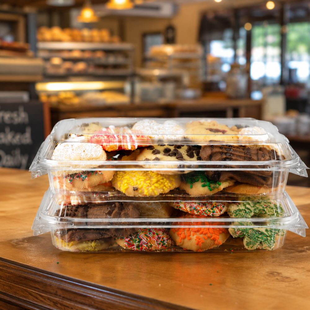 CrystalFresh 9 x 6 Rectangular No Rib Design Hinged Bakery Container - Case of 140 - #CF6030